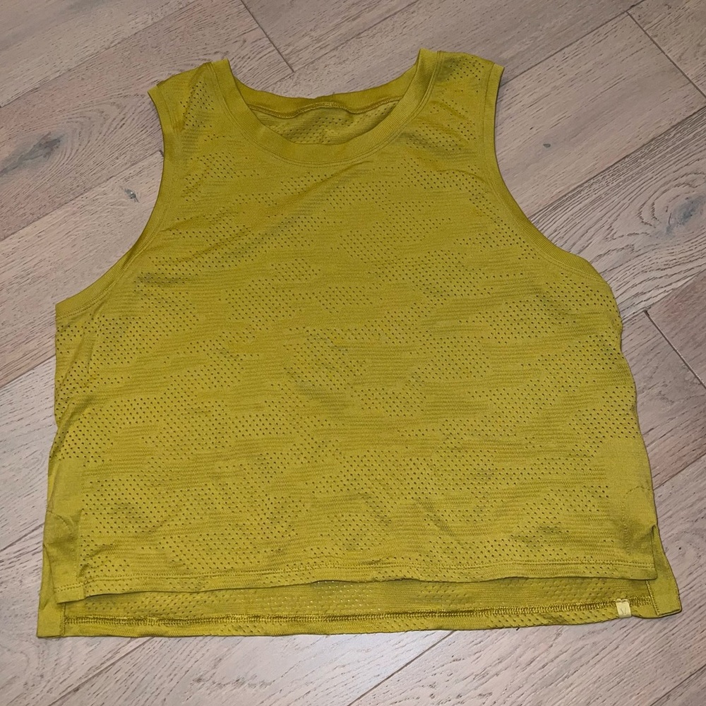 Lululemon Train to Be Tank Dot Camo Yellow Pear Women Size 10